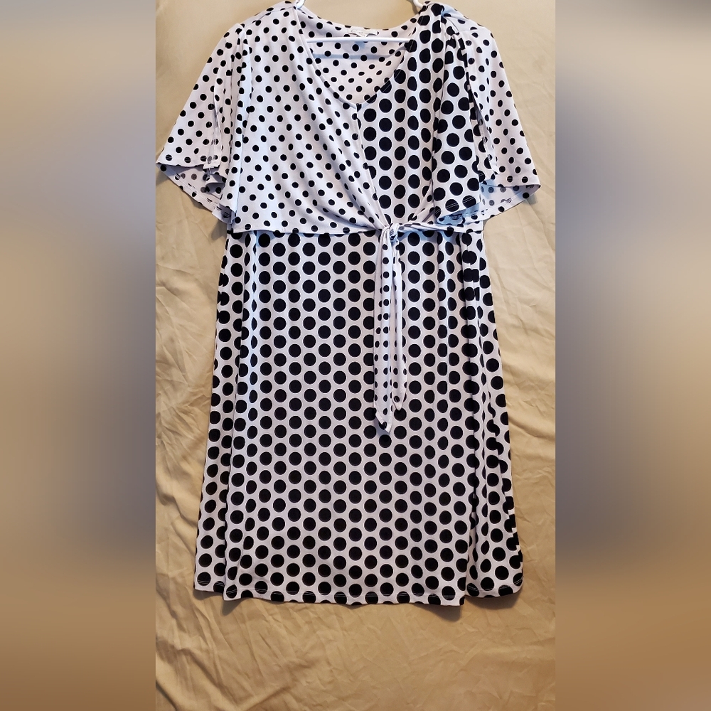 Flare off shoulder polka dot dress